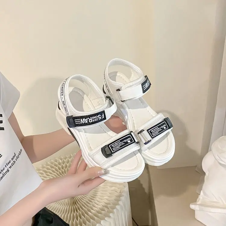 Women Sport Sandal Summer New Fashion Slope Heel Elevated Platform Shoes Girls Outdoor Leisure High Heeled Fish Mouth Sandals