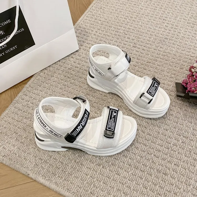 Women Sport Sandal Summer New Fashion Slope Heel Elevated Platform Shoes Girls Outdoor Leisure High Heeled Fish Mouth Sandals