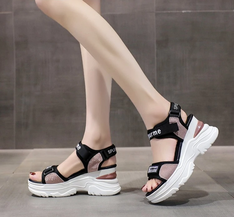 New Summer Ladies Sandals Platform Wedge Heels Shoes Casual Beach Heightening Slope with Women's Sports High Heels Sandals Girl