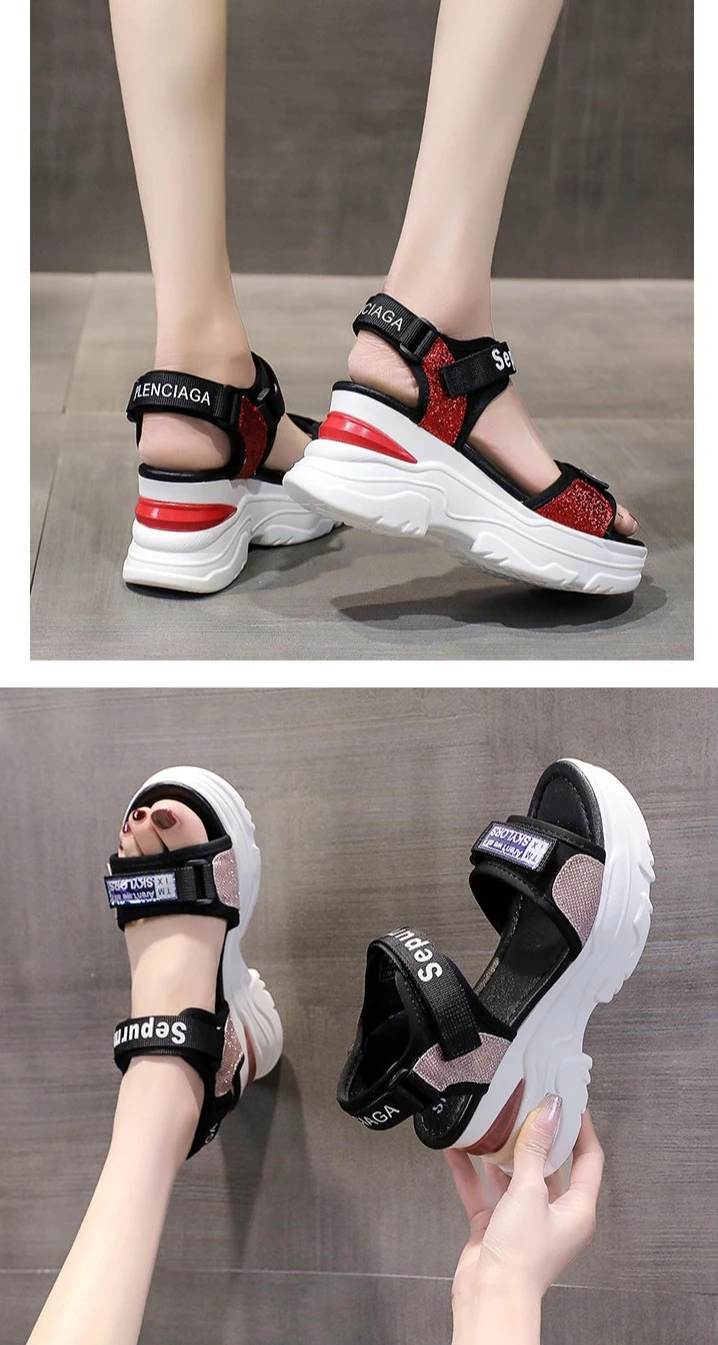New Summer Ladies Sandals Platform Wedge Heels Shoes Casual Beach Heightening Slope with Women's Sports High Heels Sandals Girl