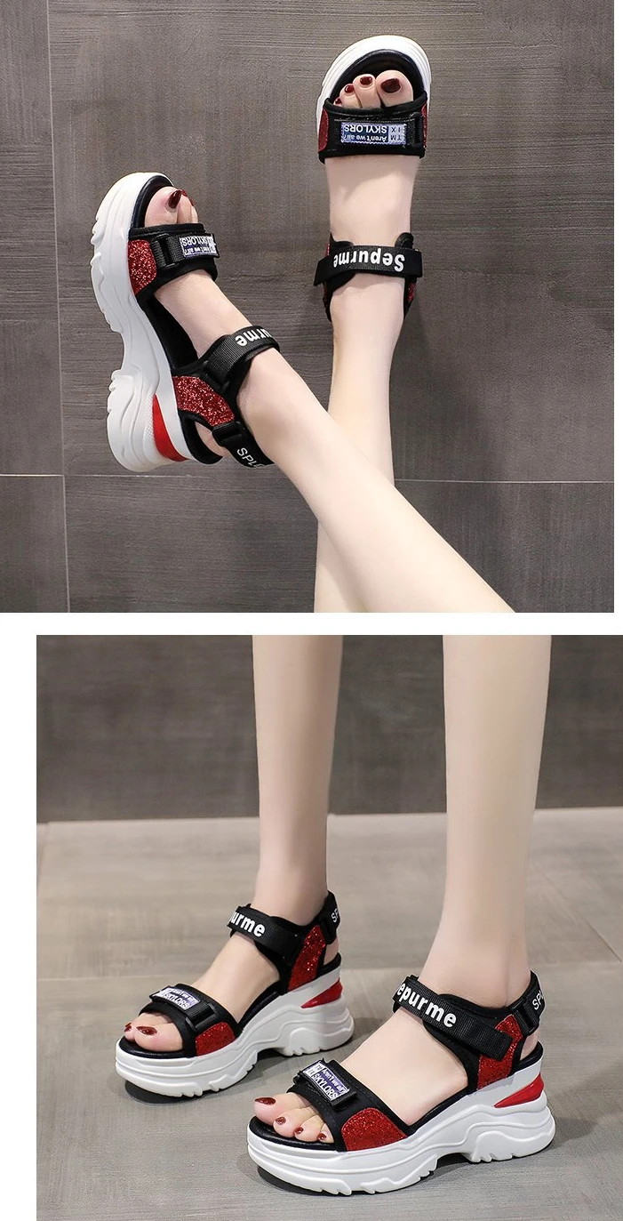 New Summer Ladies Sandals Platform Wedge Heels Shoes Casual Beach Heightening Slope with Women's Sports High Heels Sandals Girl