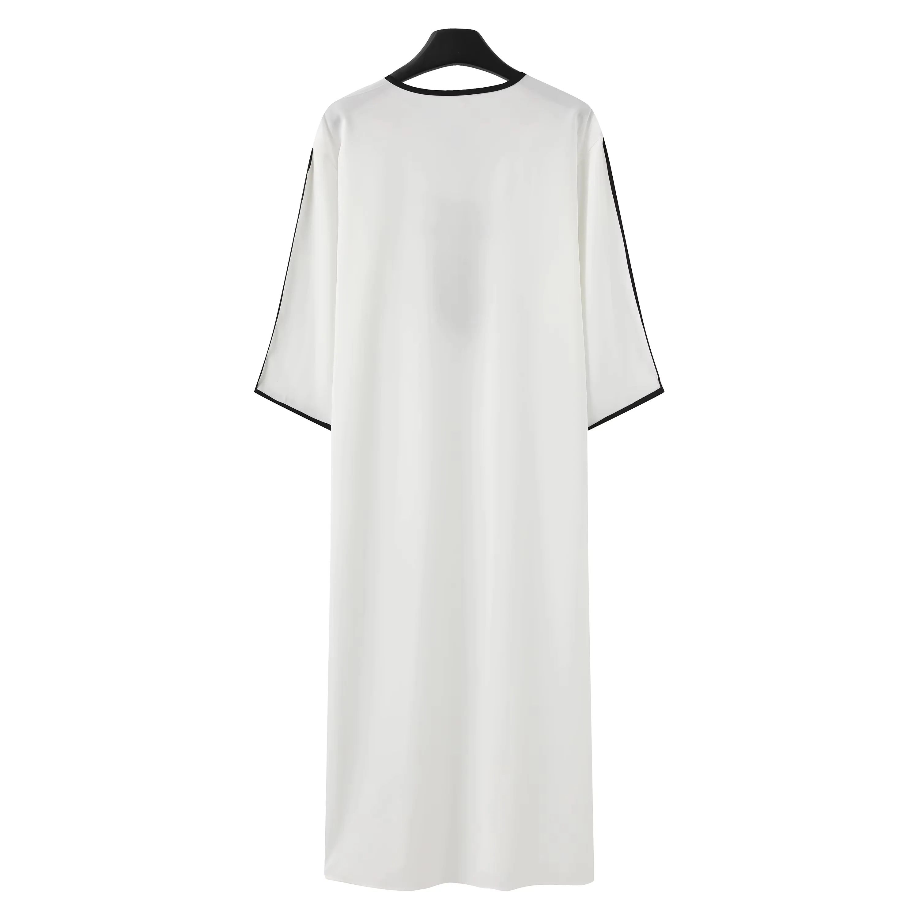 Moroccan Style Muslim Men's Long Robe White Elegant Exquisite Embroidery Men's Long Robe Casual Simple Robe