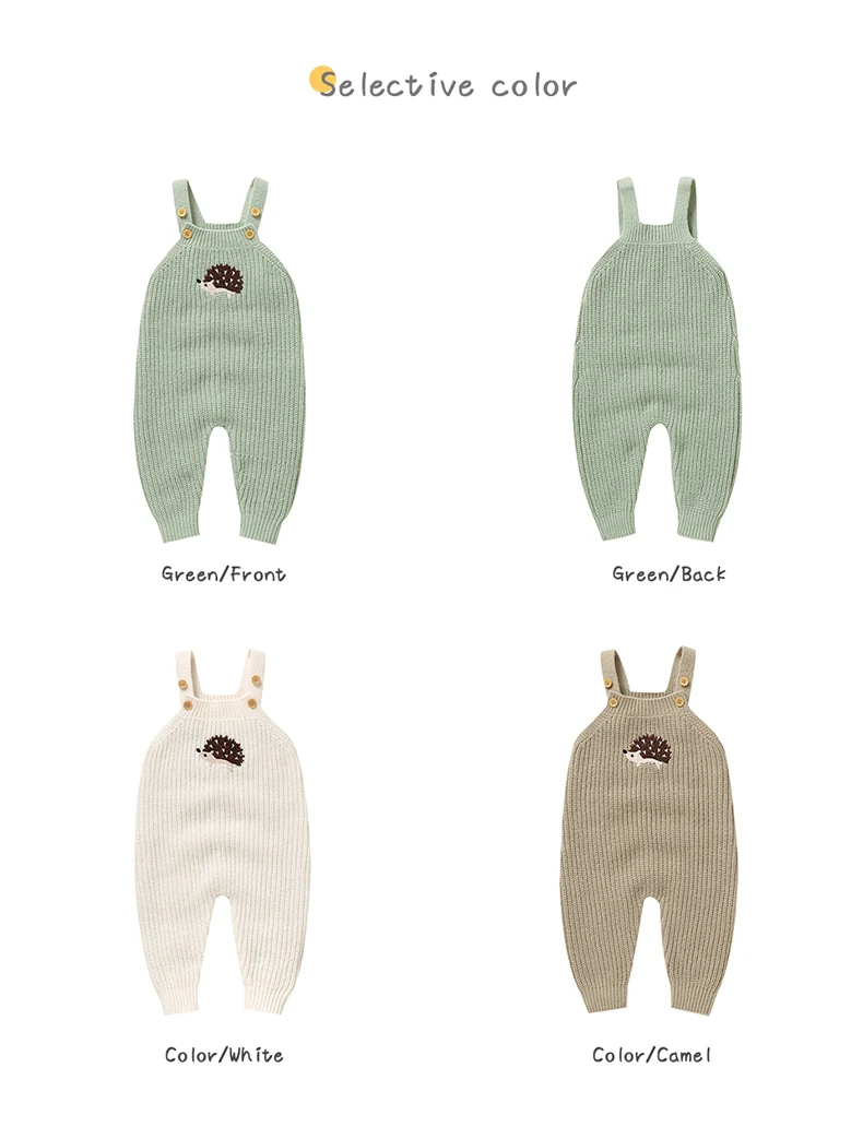 Baby Girls Boys Rompers Cute Hedgehog Knitted Newborn Sleeveless Sunsuits Jumpsuits 0-18m Infant Unisex Overalls Toddler Costume