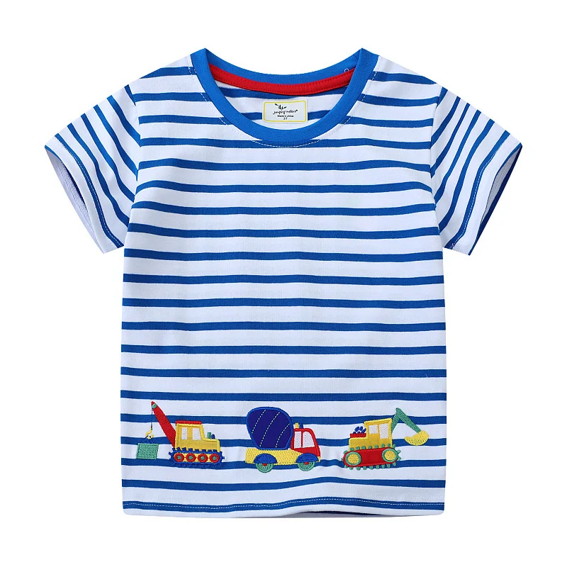 Jumping Meters 2-7T Cotton Animals Embroidery Summer Boys Girls Tees Kids Tops Cotton Fashion Tshirts Kids Baby Clothes