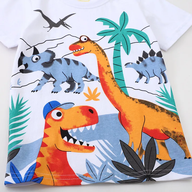 Jumping Meters 2-7T Cotton Animals Embroidery Summer Boys Girls Tees Kids Tops Cotton Fashion Tshirts Kids Baby Clothes