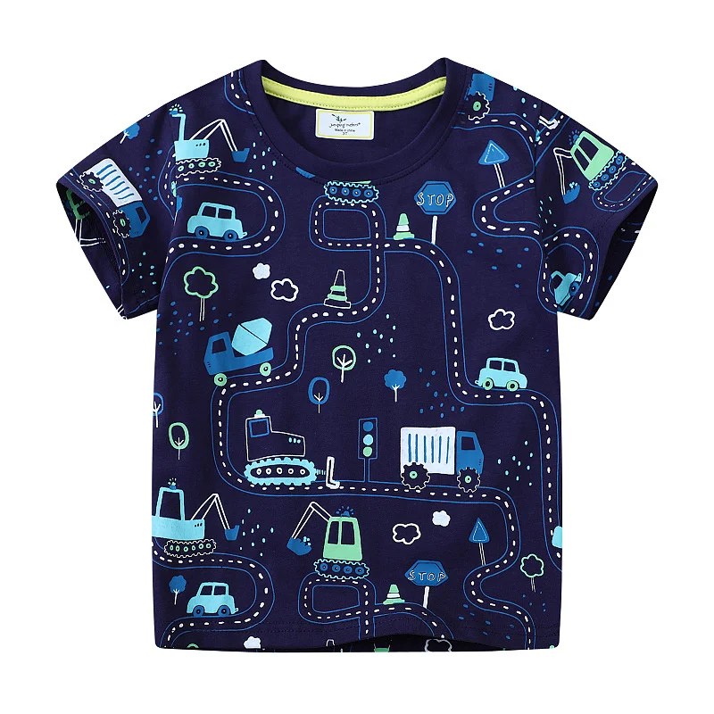 Jumping Meters 2-7T Cotton Animals Embroidery Summer Boys Girls Tees Kids Tops Cotton Fashion Tshirts Kids Baby Clothes