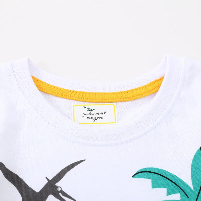 Jumping Meters 2-7T Cotton Animals Embroidery Summer Boys Girls Tees Kids Tops Cotton Fashion Tshirts Kids Baby Clothes