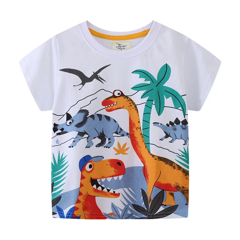 Jumping Meters 2-7T Cotton Animals Embroidery Summer Boys Girls Tees Kids Tops Cotton Fashion Tshirts Kids Baby Clothes