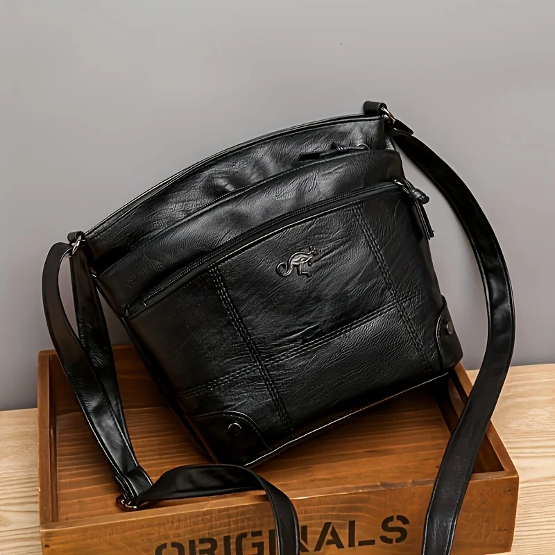 Elegant Vintage Style Shoulder Bag, Faux Leather Multiple Pockets Crossbody Bag, Adjustable Strap, Women's Commuter Work Purse