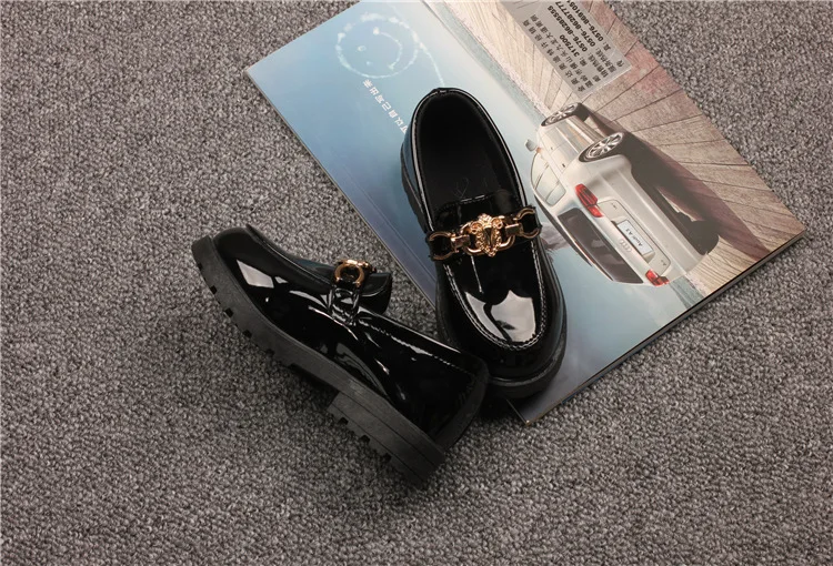 Children's Shoes Girls Autumn Princess Fashion Leather Shoes Kids Soft Sole British Style Black Student Performance Shoes