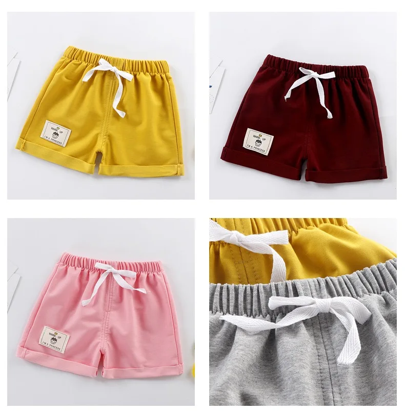 2pcs Cotton Summer Kids Shorts Boys Girls Solid Color Short Baby Cartoon Casual Pant Children Short Pant Sport Clothing Outwear