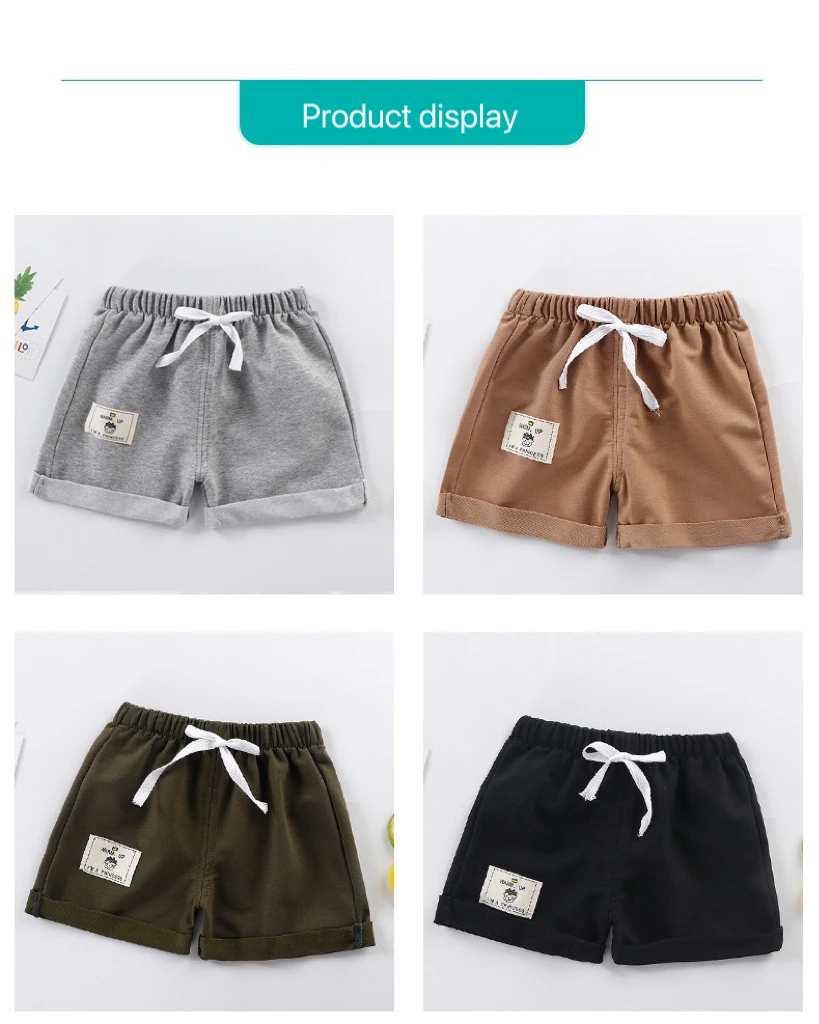 2pcs Cotton Summer Kids Shorts Boys Girls Solid Color Short Baby Cartoon Casual Pant Children Short Pant Sport Clothing Outwear