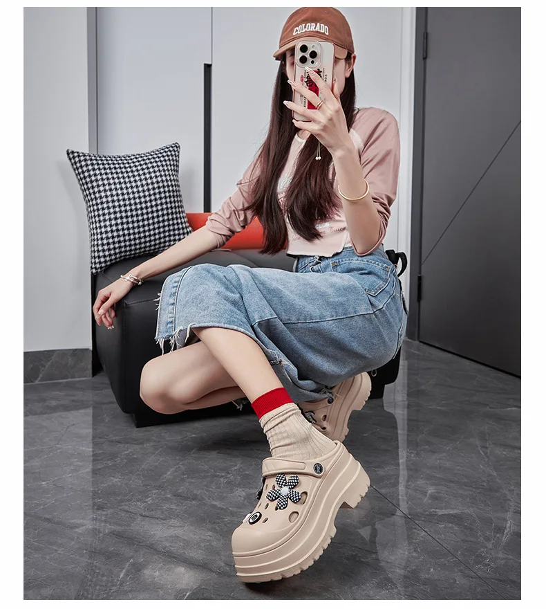 Women Chunky Platform Sandals Summer Garden Shoes Fashion Slippers Beach Non Slip High Quality Bathroom Bedroom Orginal Shoes