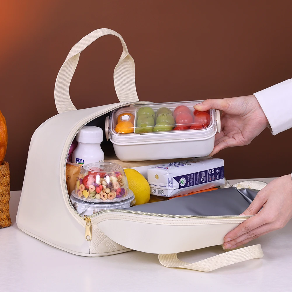 Portable Lunch Bag for OL Women Thermal Insulated Lunch Box Tote Cooler Handbag Waterproof Bento Pouch Office Food Shoulder Bags