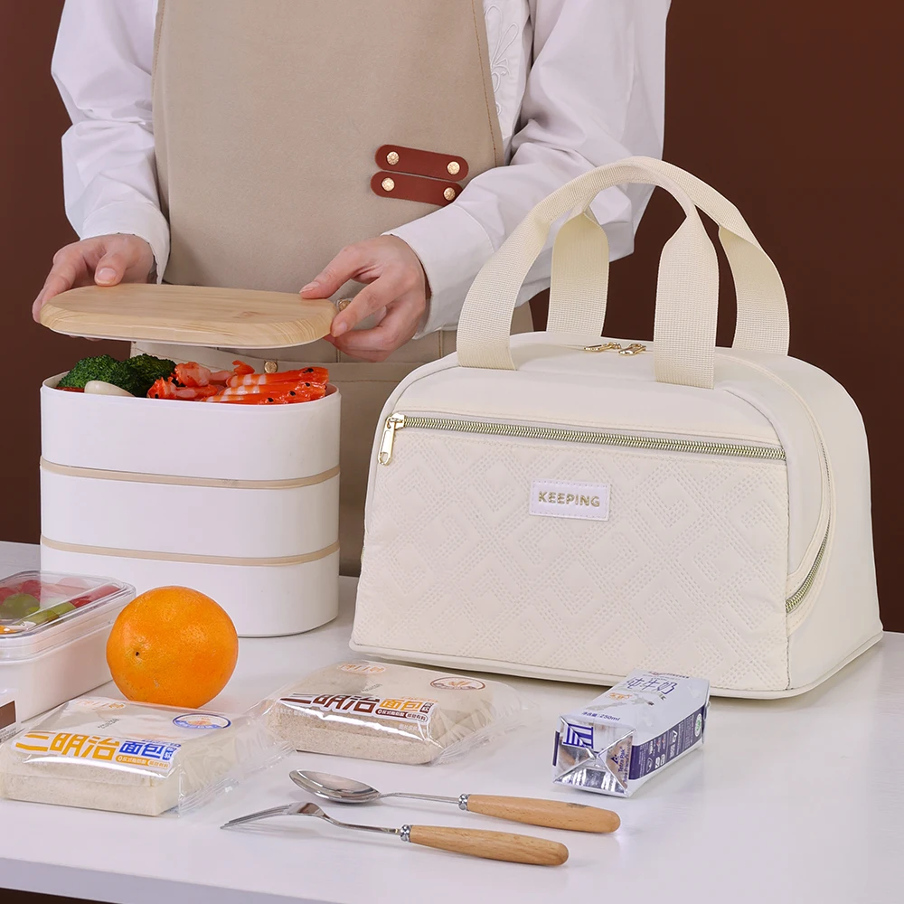 Portable Lunch Bag for OL Women Thermal Insulated Lunch Box Tote Cooler Handbag Waterproof Bento Pouch Office Food Shoulder Bags