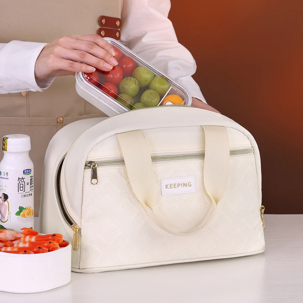 Portable Lunch Bag for OL Women Thermal Insulated Lunch Box Tote Cooler Handbag Waterproof Bento Pouch Office Food Shoulder Bags