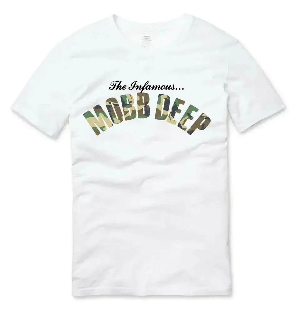 Mens Brand Fashion T-shirt Summer T Shirts Mobb Deep Mens Infamous on Red T-shirt Red Unisex Short Sleeve Male Casual Tee-shirt