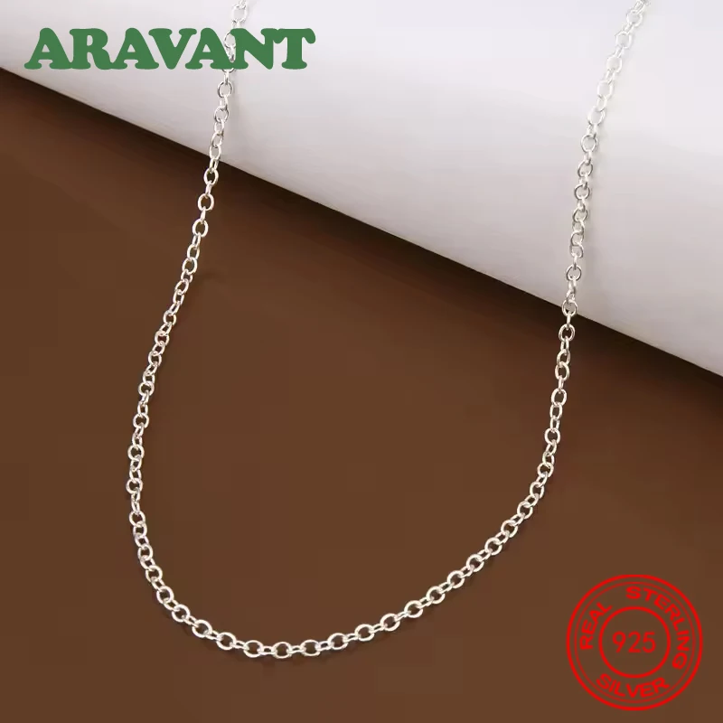 Aravant 10pcs/Lot 925 Sterling Silver 1MM 45-75CM Circle Chain Necklace For Women Fashion Party Wedding Jewelry