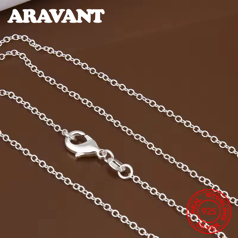 Aravant 10pcs/Lot 925 Sterling Silver 1MM 45-75CM Circle Chain Necklace For Women Fashion Party Wedding Jewelry