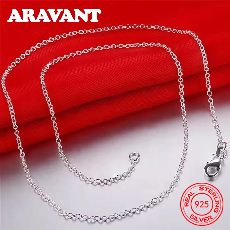 Aravant 10pcs/Lot 925 Sterling Silver 1MM 45-75CM Circle Chain Necklace For Women Fashion Party Wedding Jewelry