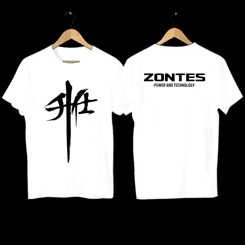 2025 For Zontes G1 125 ZT125 G1 ZT125U ZT 125 U ZX New Combed Short Sleeve T-shirt Men's womenRound Neck Printed Logo T-shirt
