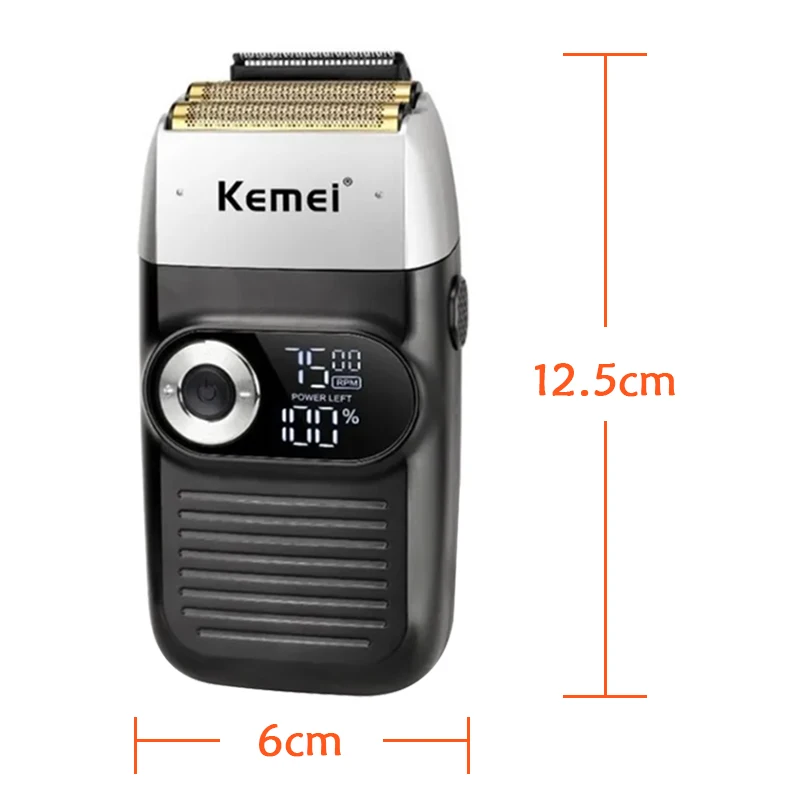 Kemei Cordless Electric Shaver for Men Twin Blade Reciprocating Rechargeable Beard Razor Face Care Multifunction Strong Trimmer