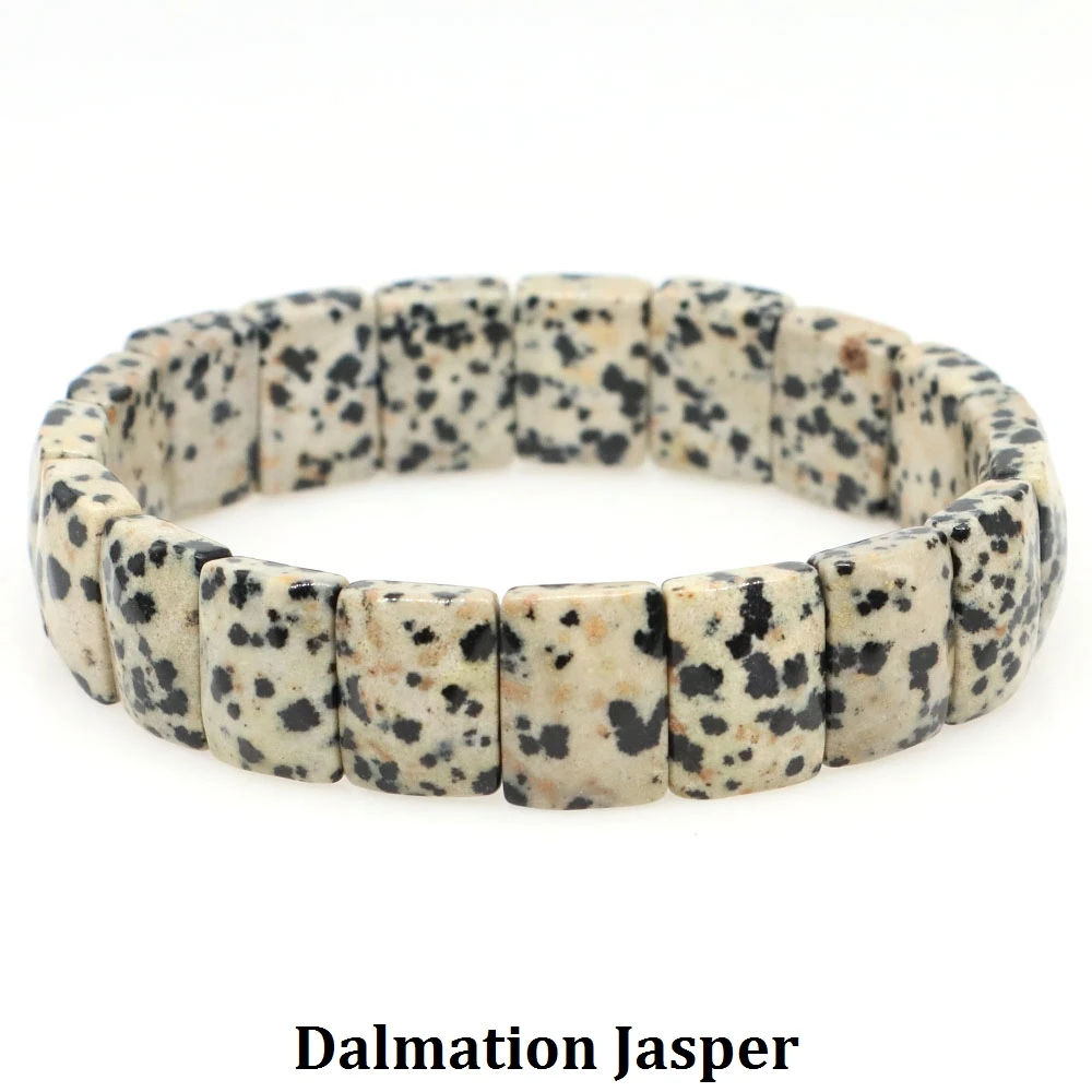 10x15mm Natural Stone Square Beads Bracelets for Women Men Healing Crystal Faceted Rectangle Stretch Bangle Wrist Jewelry Gifts