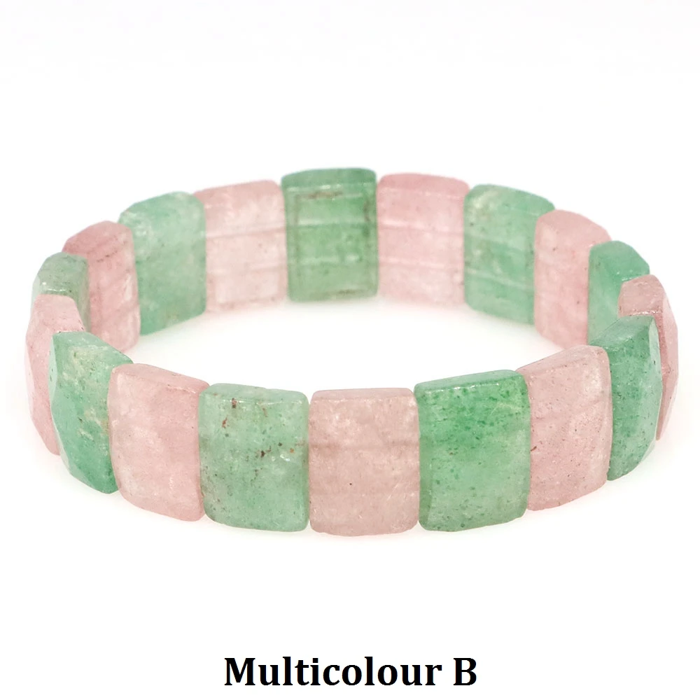10x15mm Natural Stone Square Beads Bracelets for Women Men Healing Crystal Faceted Rectangle Stretch Bangle Wrist Jewelry Gifts