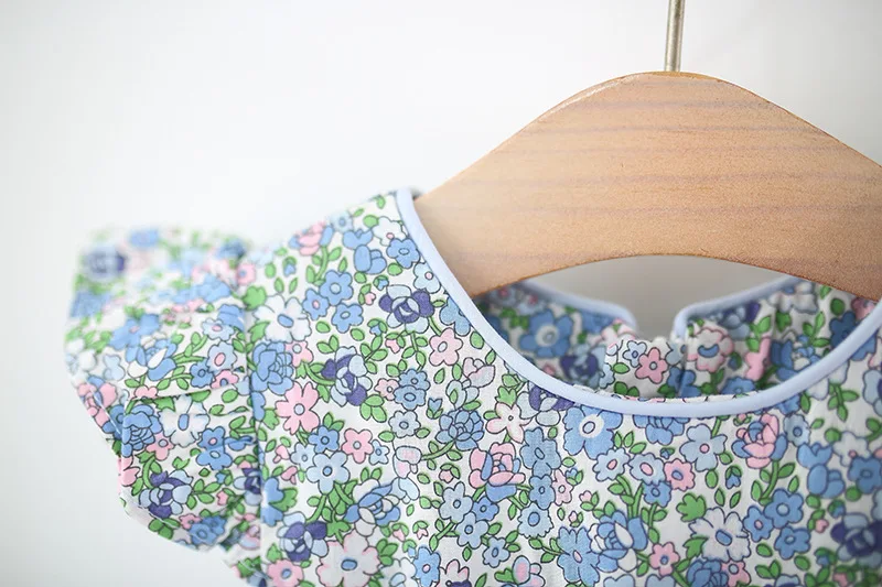Summer New Blue Floral Baby Girl Dress, Sweet Bow Children'S Sleeveless Clothes (9 Months -4 Years Old)