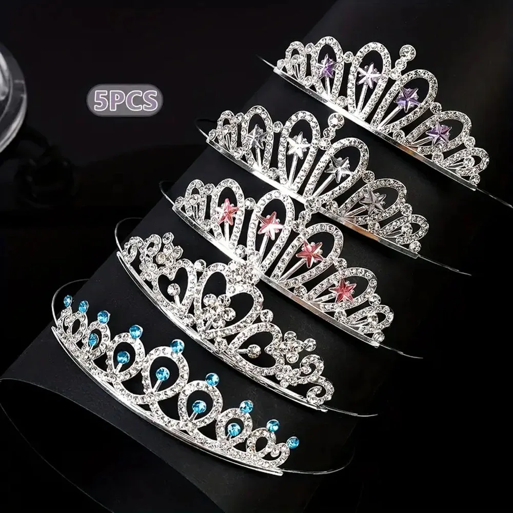 5pcs Bohemian Princess Crown Set Adorable Birthday Party Accessories Cake Decorations for Little Princesses