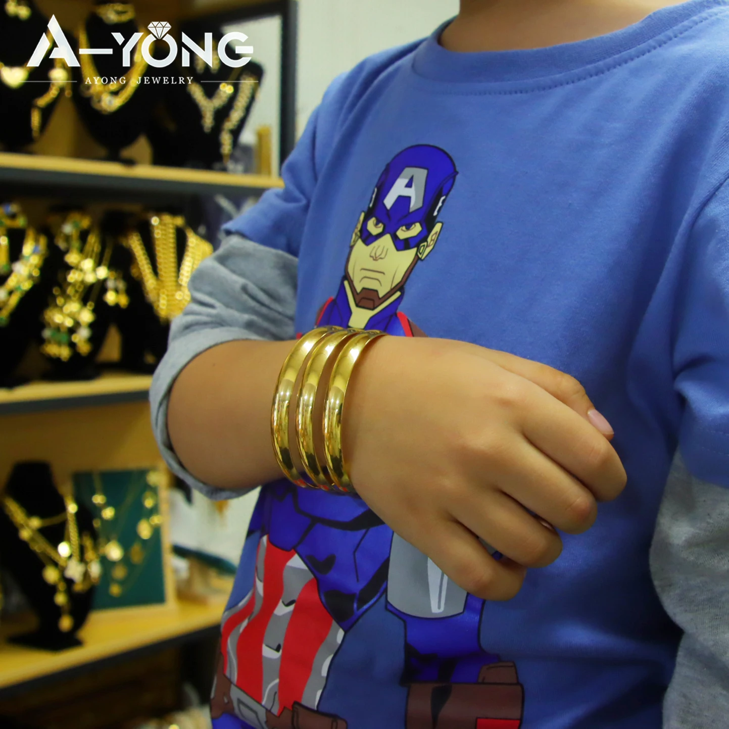 Arabic Kid's Gold Color Twist Rope Bracelet 21k Gold Plated Luxury Italian Fashion Cuff Bangles Islamic Child Ramadan Jewelry
