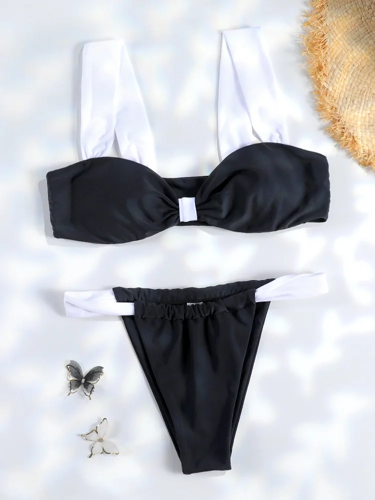 Patchwork Leopard Bikinis 2025 Sexy Women Swimsuits Thong Swimwear Bikini Set Bathing Suit Swimming Suits Black white Biquini