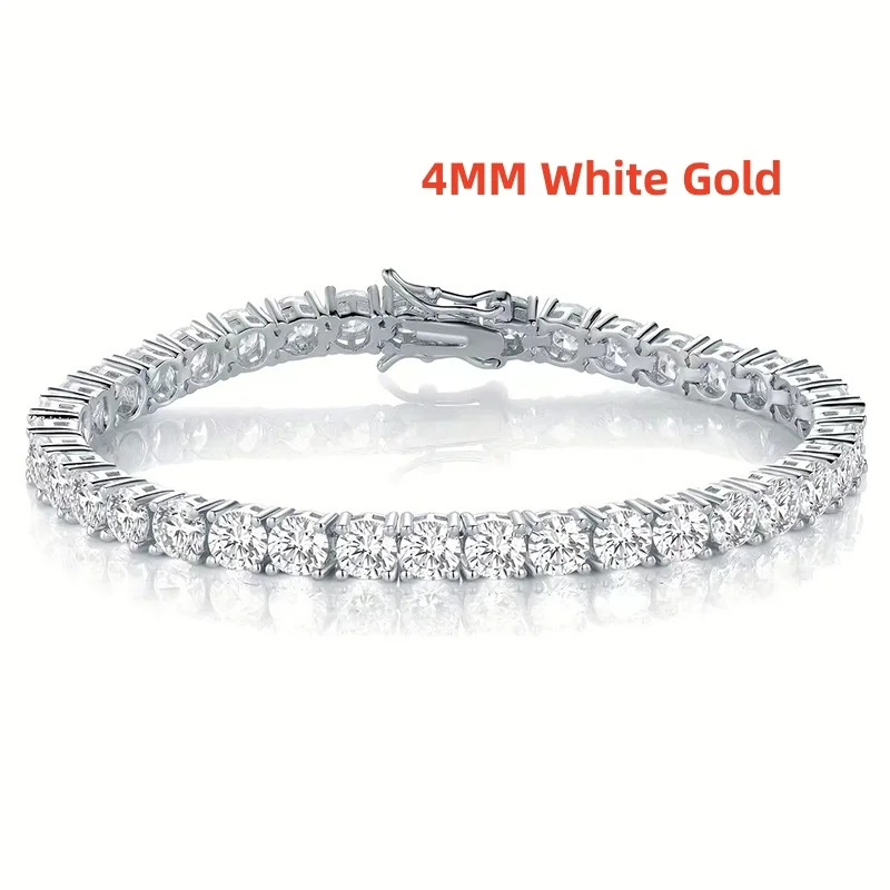 100% Real S925 Sterling Silver Plated 18K Gold 5A Grade Zircon Black Tennis Bracelet for Men and Women Fashion Exquisite Jewelry