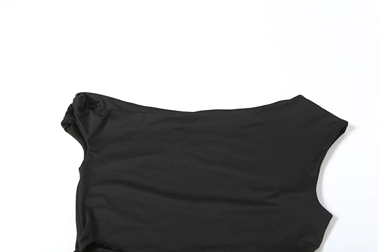 Weird Puss Sexy Hollow Dress Women Irregular Diagonal Collar Waistless Midnight Hottie Club Party Trend Coquettish Mini Bodycon