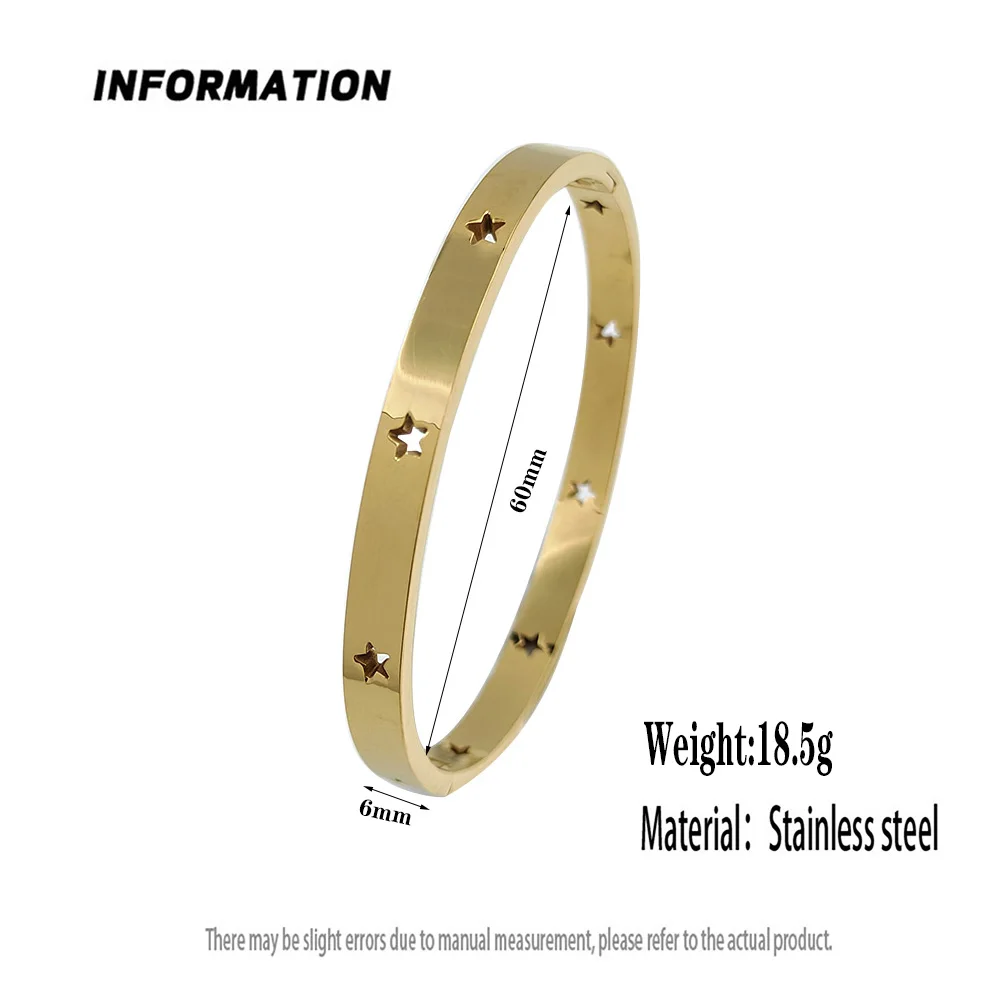 New five-pointed star stainless steel gold-plated women's bracelet, high-quality waterproof metal bracelet, party jewelry