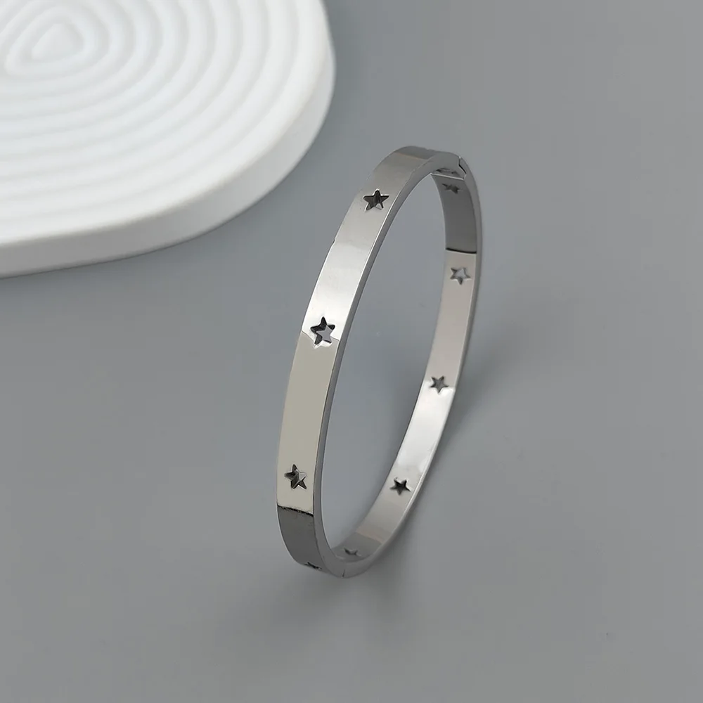 New five-pointed star stainless steel gold-plated women's bracelet, high-quality waterproof metal bracelet, party jewelry