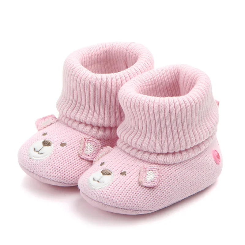 Baby Wool Knitted Shoes Boy and Girls Newborn Bootie Winter Warm Infant Toddler Crib Shoes Classic Floor First Walkers