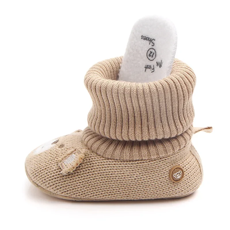 Baby Wool Knitted Shoes Boy and Girls Newborn Bootie Winter Warm Infant Toddler Crib Shoes Classic Floor First Walkers