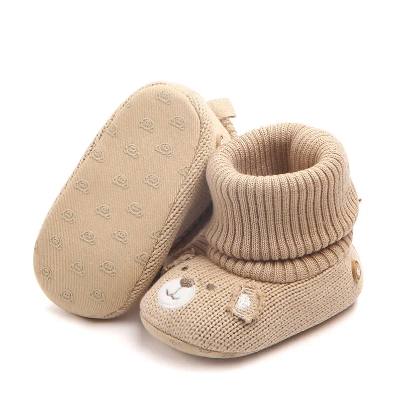 Baby Wool Knitted Shoes Boy and Girls Newborn Bootie Winter Warm Infant Toddler Crib Shoes Classic Floor First Walkers
