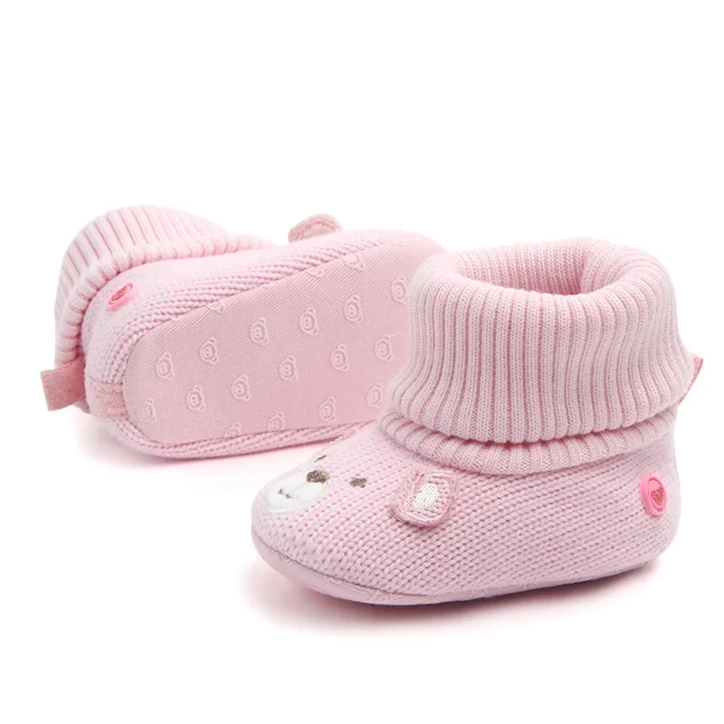 Baby Wool Knitted Shoes Boy and Girls Newborn Bootie Winter Warm Infant Toddler Crib Shoes Classic Floor First Walkers
