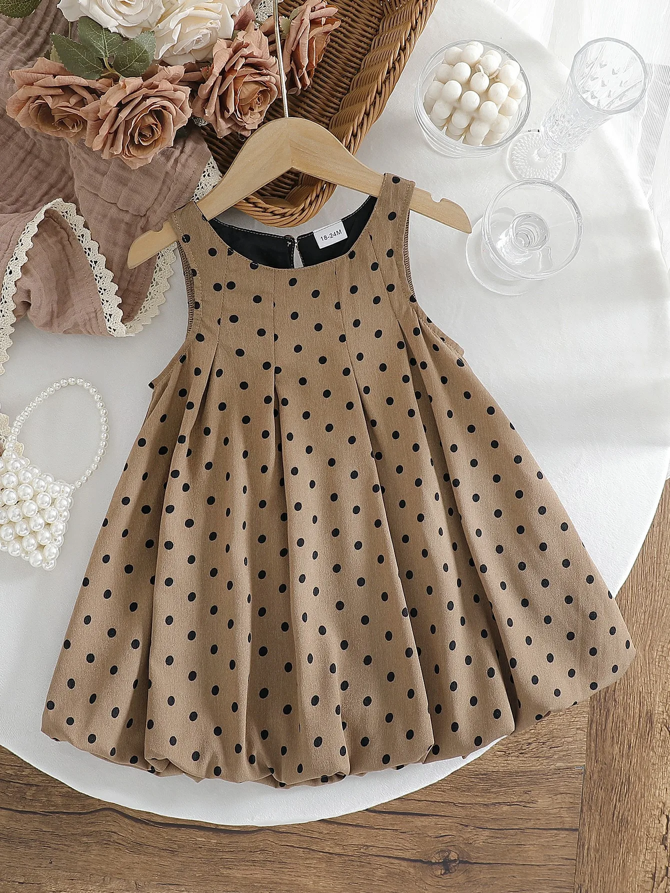 Children's  Sleveless Summer dresses Polka dots For 1-6Y Girls Casual Dress