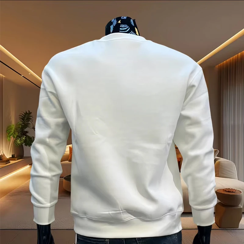 2025 Casual Fashion Men's O-Neck Hoodies High Grade Spring Autumn Warm Soft Long Sleeved T-shirts Male Home Outdoor Pullover