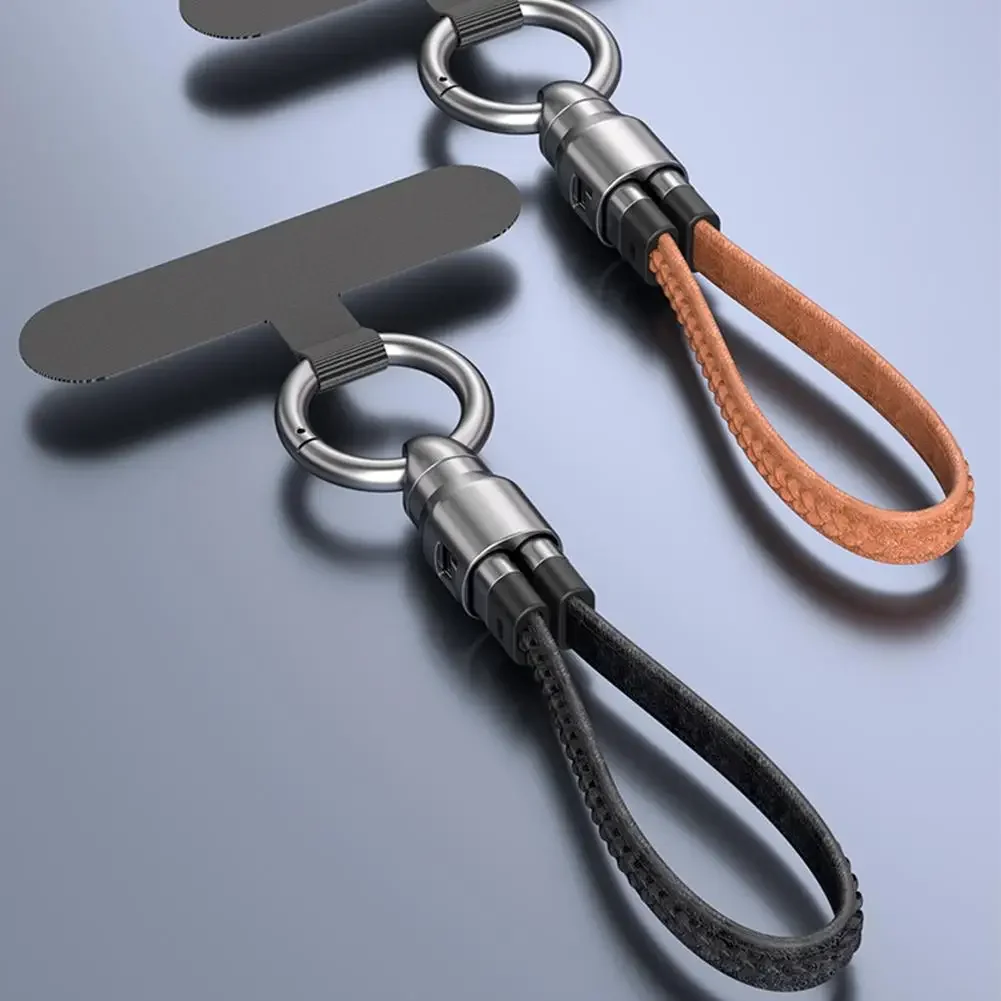 PD 240W Fast Charging Cord Portable Keychain USB C Cable Smooth Leather Lanyard Phone Charm for Travel iPhone Samsung Laptop