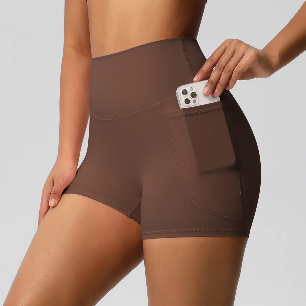 Women Sports Short With PocketedYoga Legging Shorts Squat Proof High Waist Fitness Tight Shorts Quick Drying Cycling Workout Gym