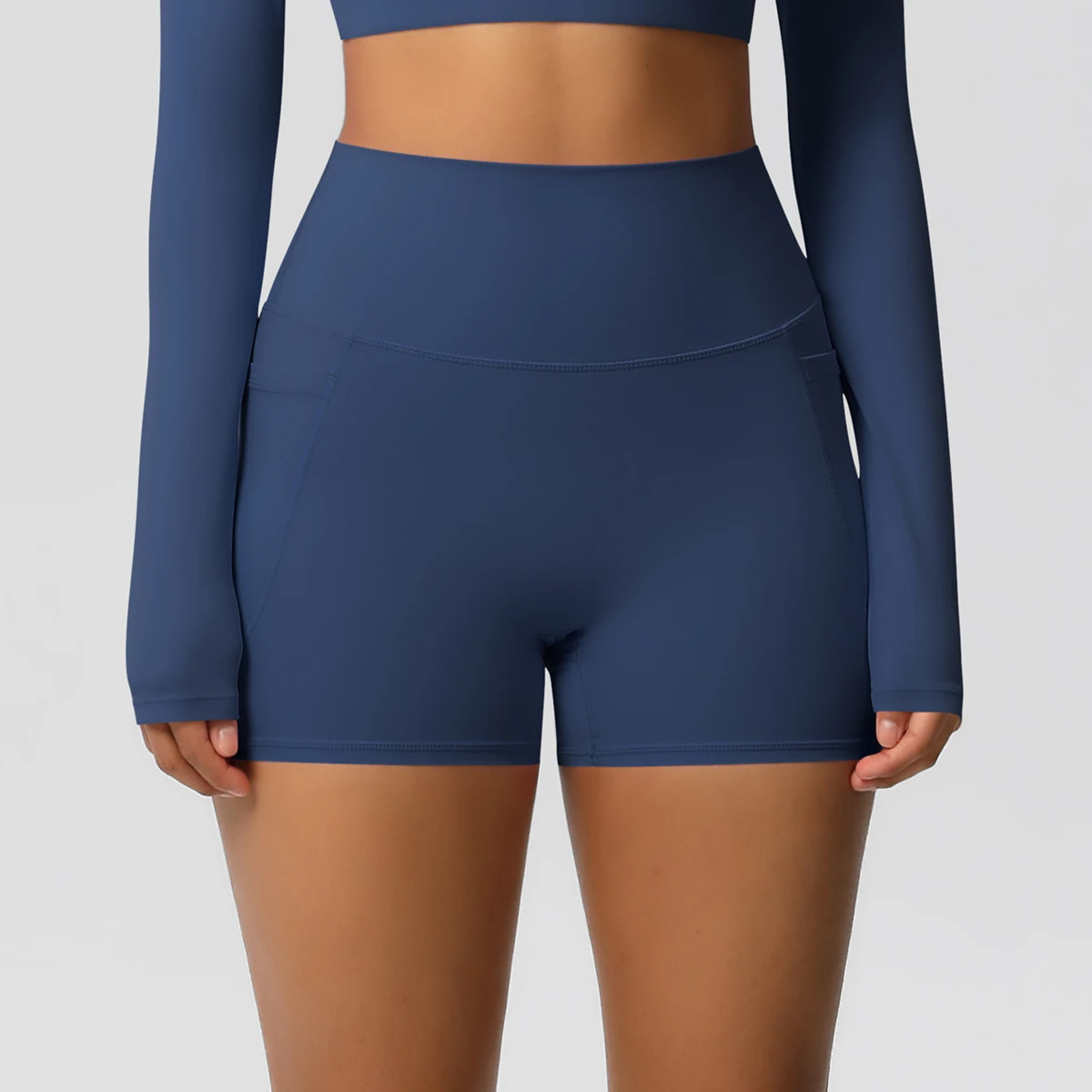Women Sports Short With PocketedYoga Legging Shorts Squat Proof High Waist Fitness Tight Shorts Quick Drying Cycling Workout Gym