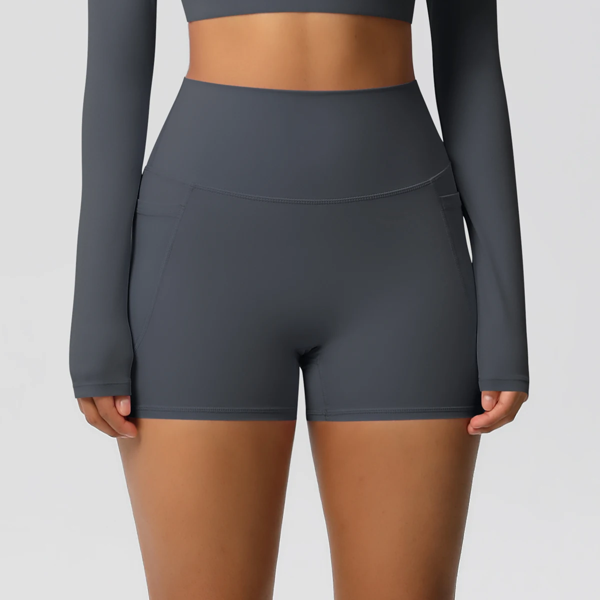 Women Sports Short With PocketedYoga Legging Shorts Squat Proof High Waist Fitness Tight Shorts Quick Drying Cycling Workout Gym