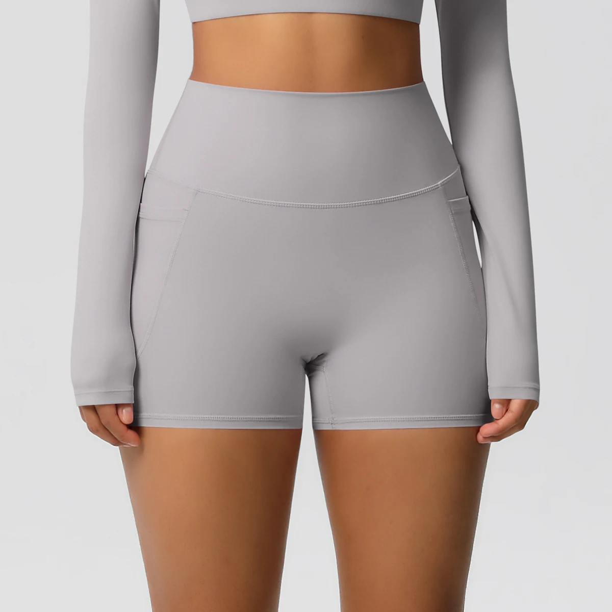 Women Sports Short With PocketedYoga Legging Shorts Squat Proof High Waist Fitness Tight Shorts Quick Drying Cycling Workout Gym