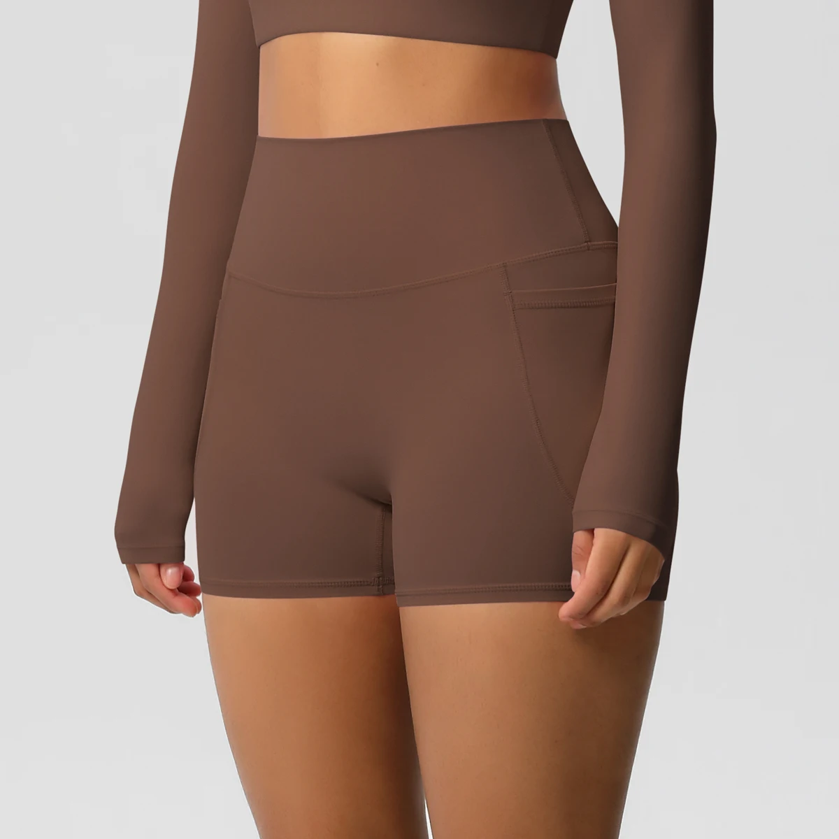 Women Sports Short With PocketedYoga Legging Shorts Squat Proof High Waist Fitness Tight Shorts Quick Drying Cycling Workout Gym