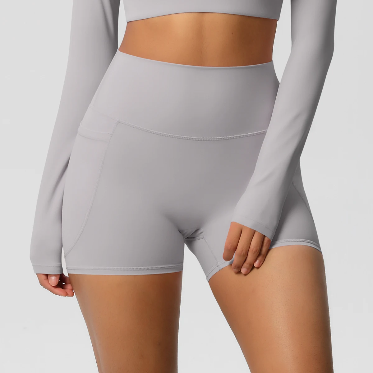 Women Sports Short With PocketedYoga Legging Shorts Squat Proof High Waist Fitness Tight Shorts Quick Drying Cycling Workout Gym
