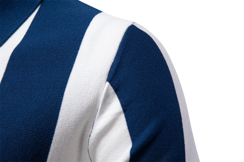 AIOPESON 2025 New Summer Men's Breathable Striped Contrast Panel Polo Shirt - Casual Short Sleeve Knit Shirt with Comfort Fit